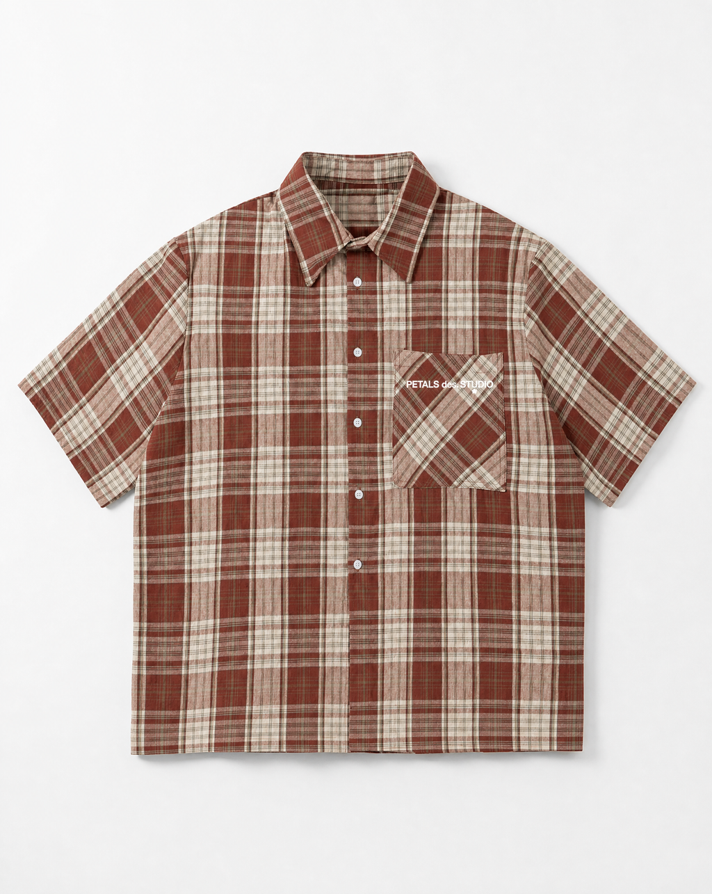 PDS Chex Boxy Button Up in Red/Cream