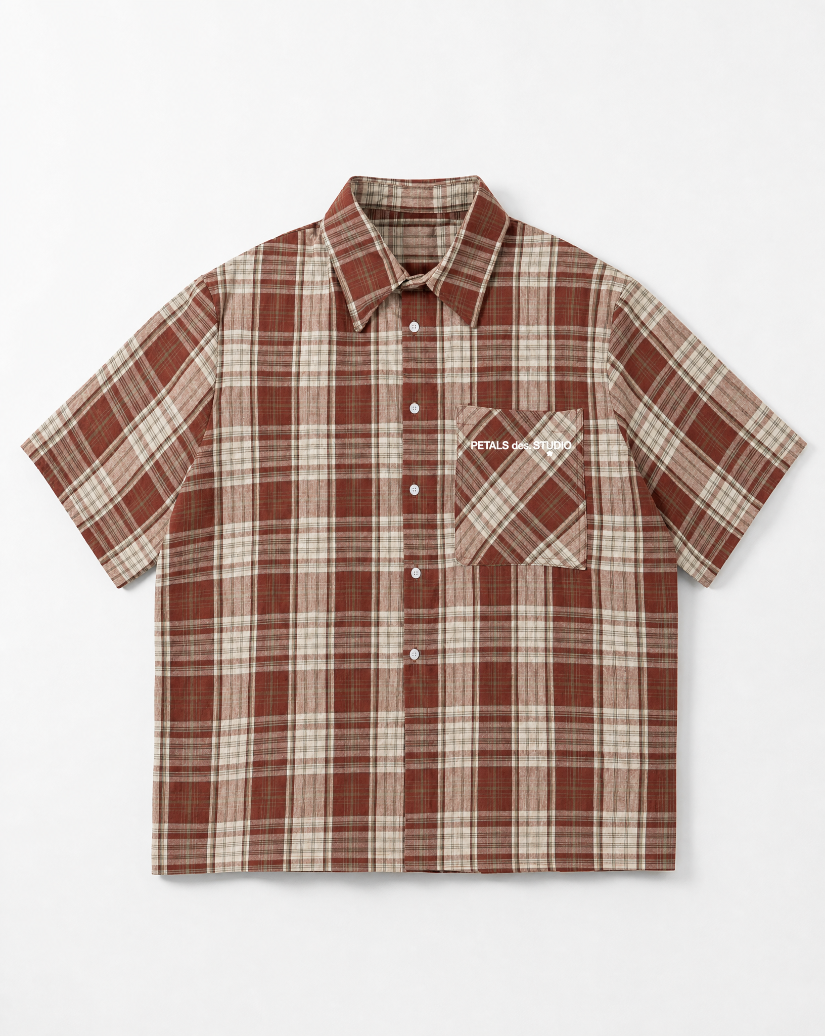 PDS Chex Boxy Button Up in Red/Cream