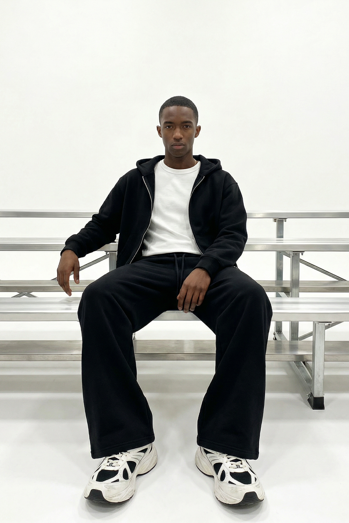 CORE: 380 GSM Box Zip Hoodie in Black