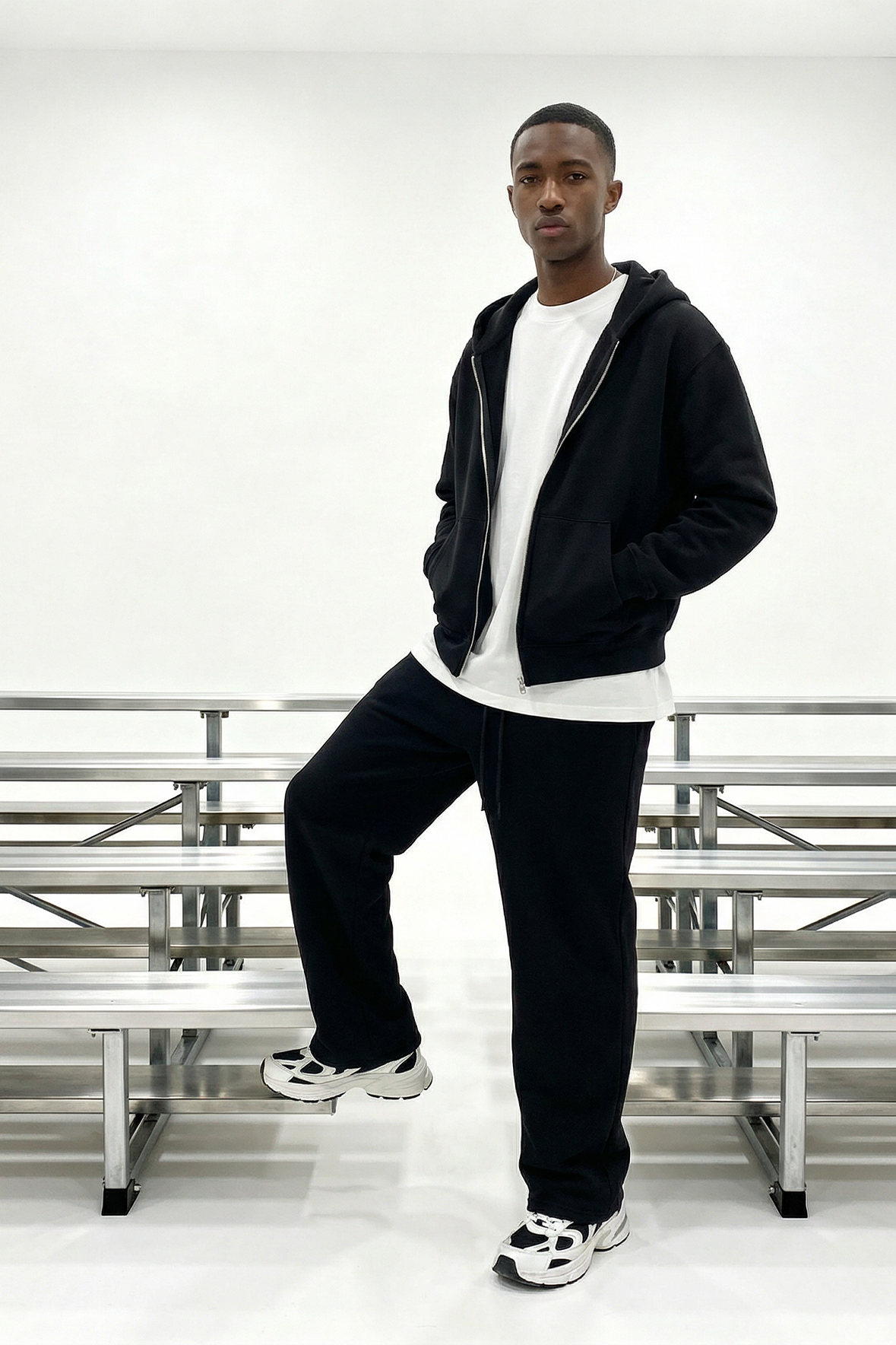 CORE: 380 GSM Box Zip Hoodie in Black