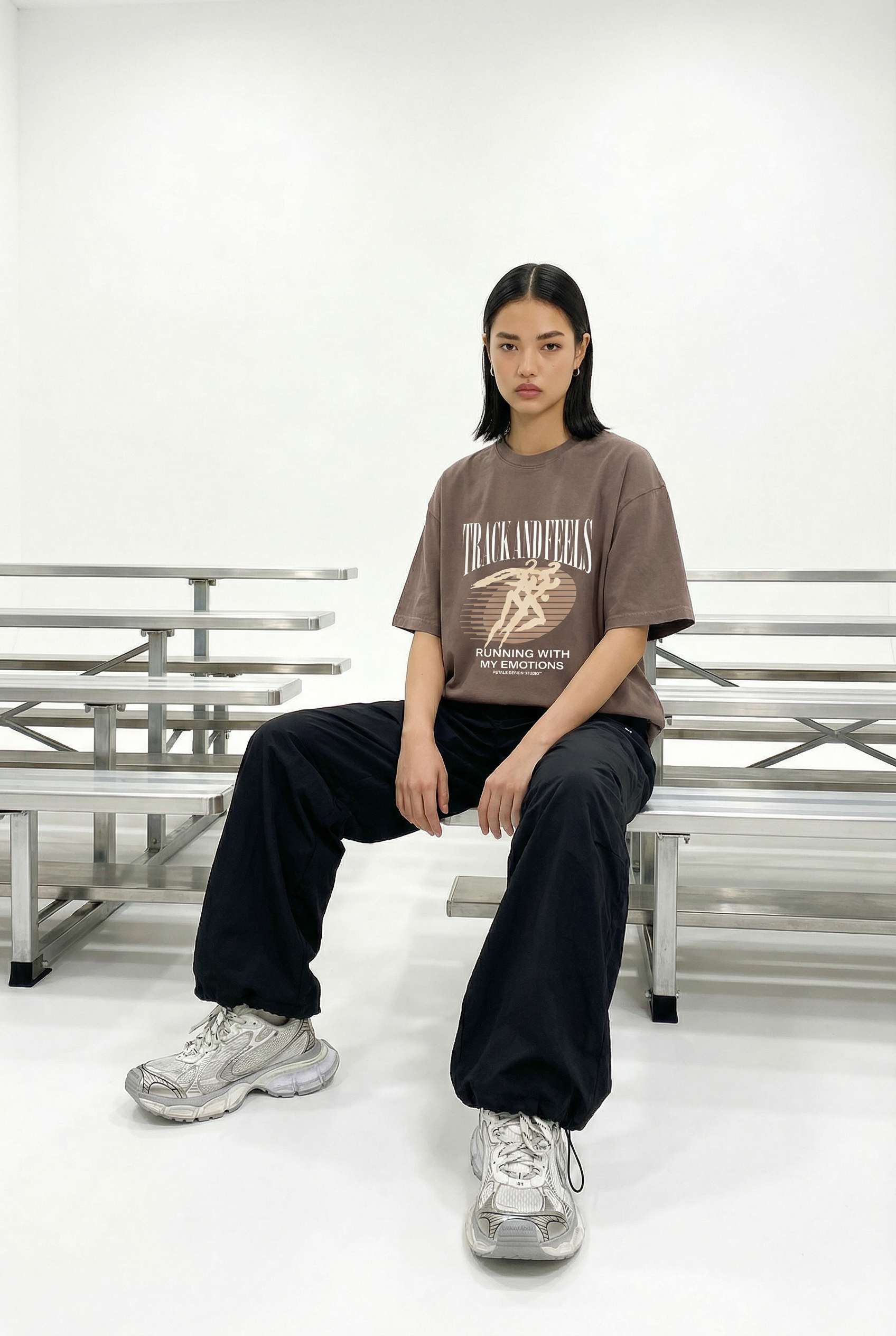 Track & Feels Vintage Brown Oversized Tee