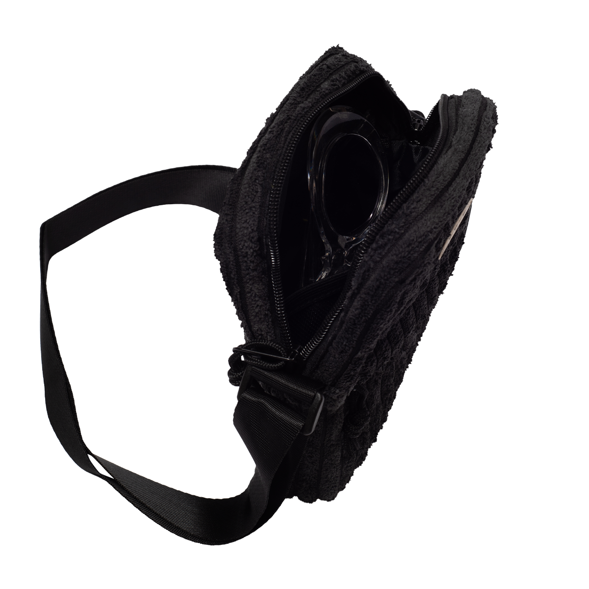 <transcy>Sac porté épaule en velours côtelé noir</transcy>