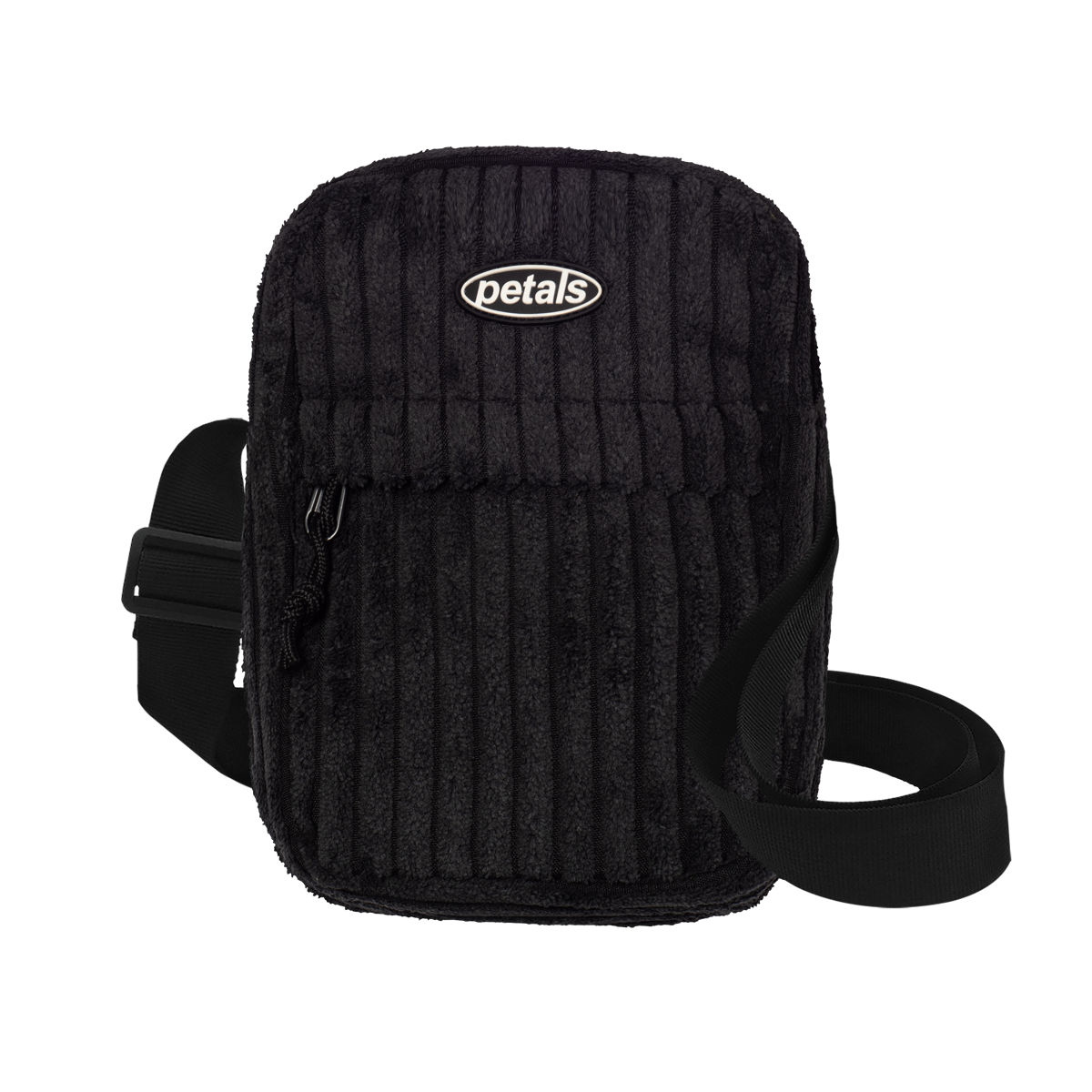 <transcy>Sac porté épaule en velours côtelé noir</transcy>
