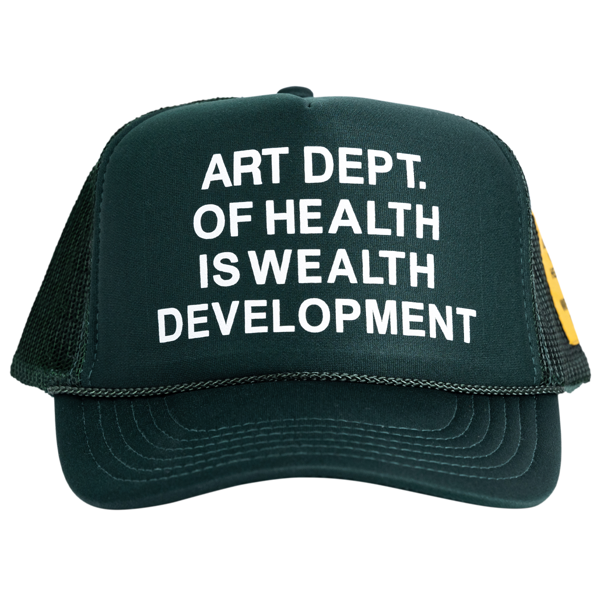 Health is Wealth Trucker Hat in Forest Green