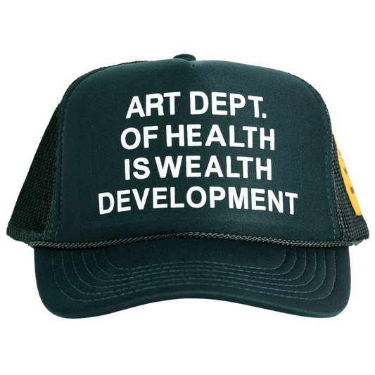 Health is Wealth Trucker Hat in Forest Green