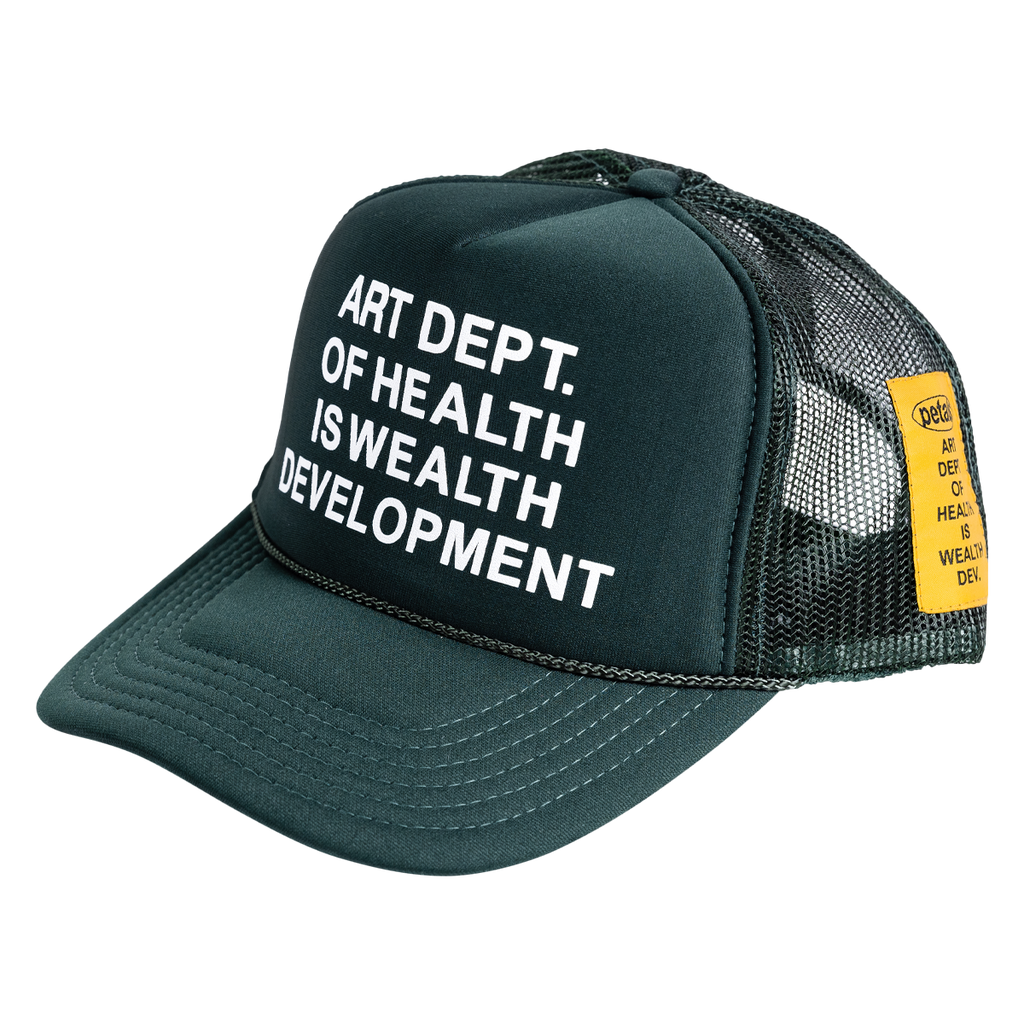 Health is Wealth Trucker Hat in Forest Green