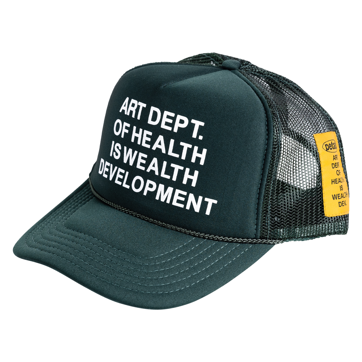 Health is Wealth Trucker Hat in Forest Green